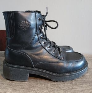 Harley Davidson lace up zipper boots size 10